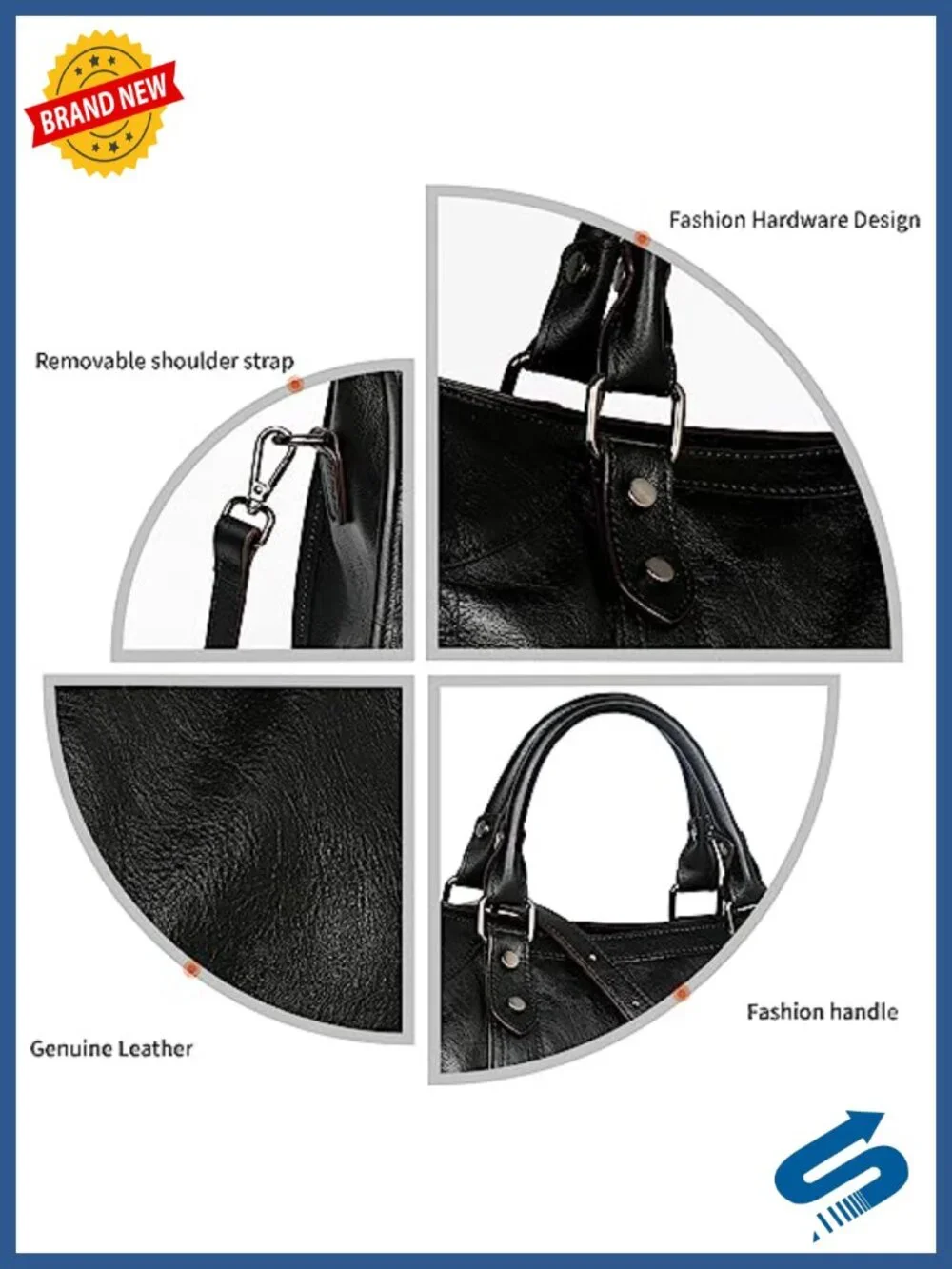 Genuine Leather Tote Shoulder Satchel Crossbody Bag for Women